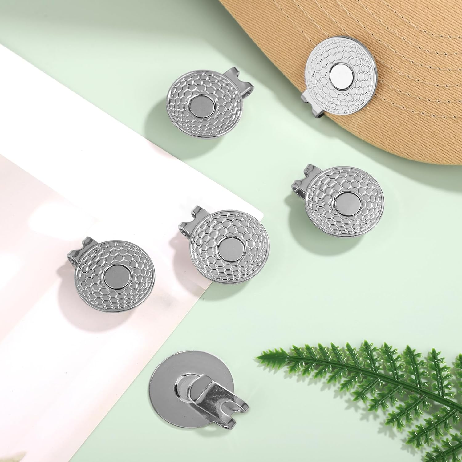XIHIRCD 6Pcs Golf Hat Clip with Pattern, Strong Magnet Golf Ball Marker Magnetic Ball Marker Metal Holder for Golf Hats Caps Pants Gloves Belts Golf Accessories Women Men Gifts - Gold image number 5