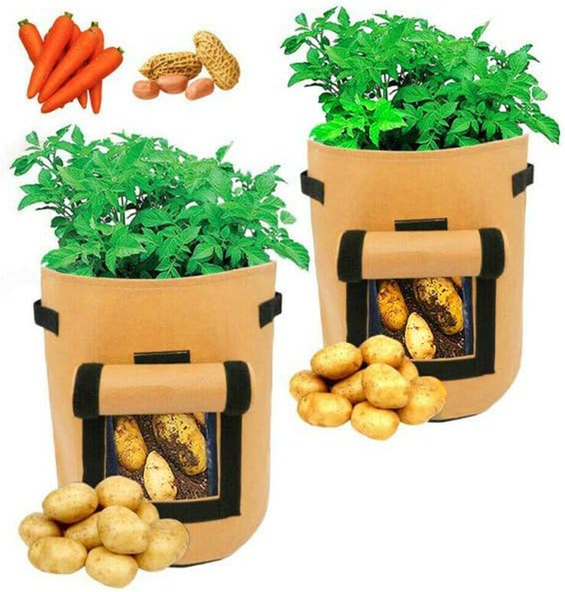 AIMALL 7/10 Gallon Potato Grow Planter Container Bag Pouch Root Plant Growing Pot Side Window - Root Vegetable Growing Pouch for Garden & Patio image number 3