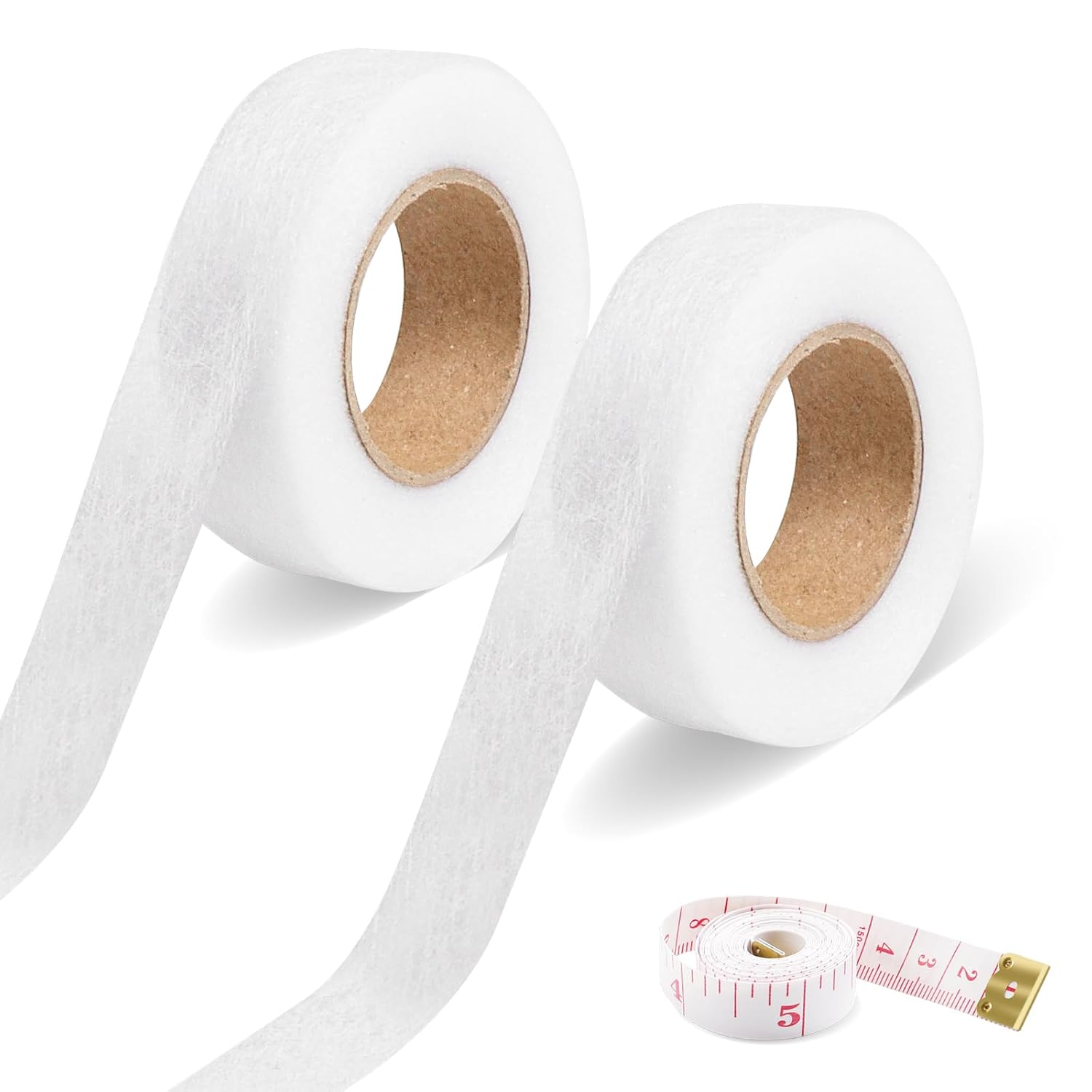 TECDW 2-Pack Hemming Tape Iron on with 2 Measuring Tapes,2 Cm Wide 24 M Long Fashion Tape,Hemming Tape Hem Tape for Clothing,Household Items Such as Jeans,Skirts,Shirts,Curtains (Black)