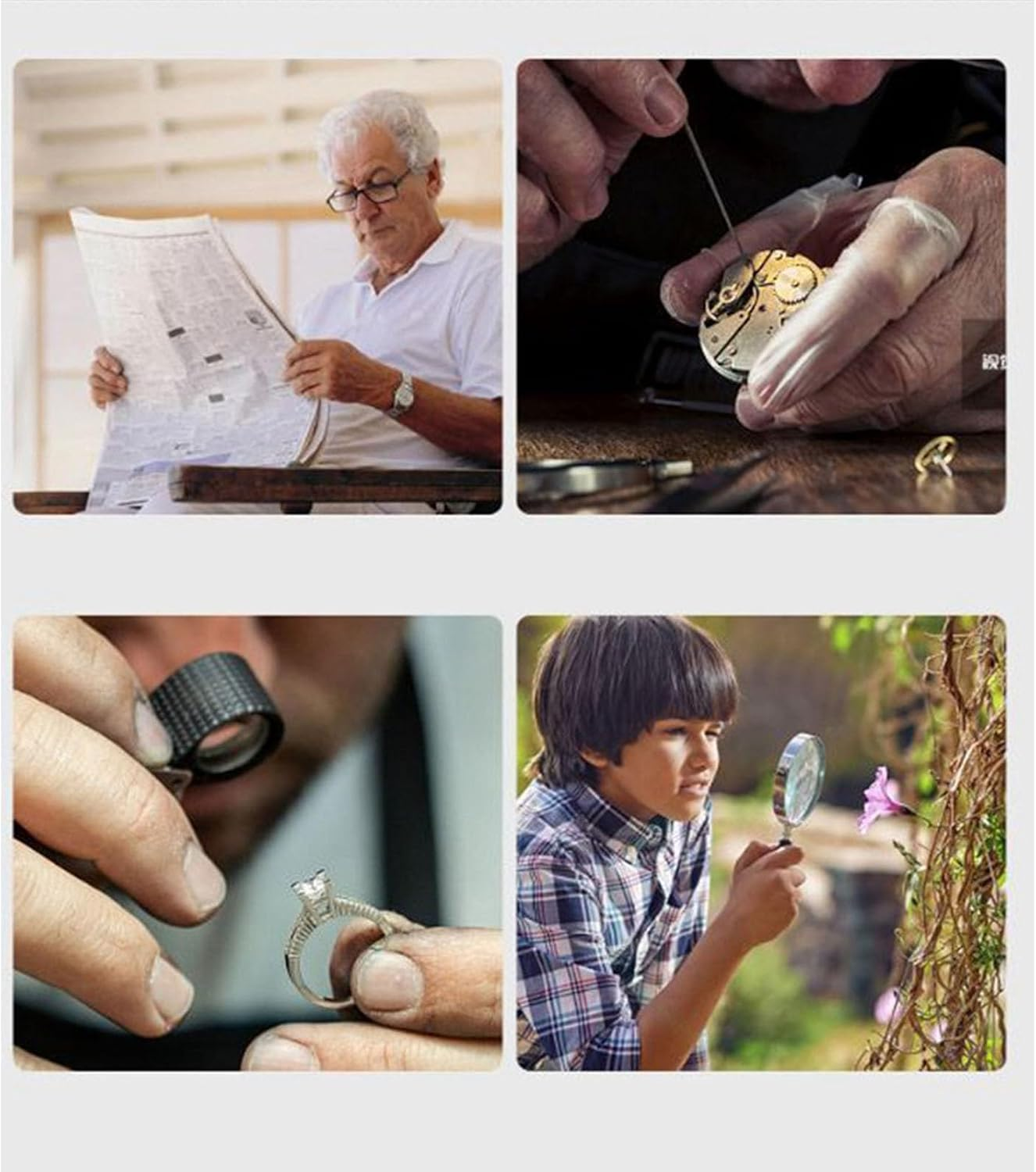 Reading Magnifying Glass 3X Foldable Hands Large Page Magnifier with 4 LED Lights for Elderly People image number 2