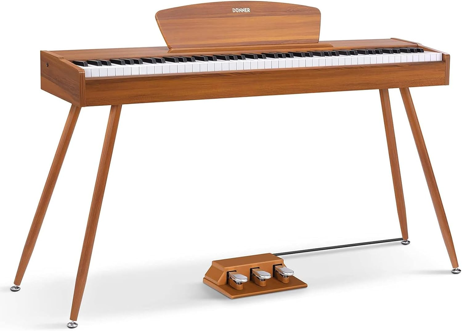 Donner DDP-80 Digital Piano 88 Key Weighted Keyboard, Full-Size Electric Piano for Beginners, with Sheet Music Stand, Triple Pedal, Power Adapter, Supports USB-MIDI Connecting, Retro Wood Color