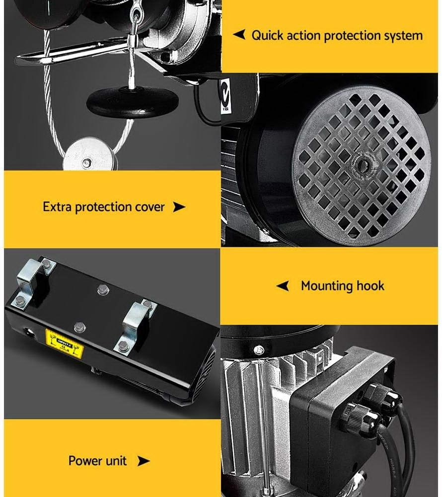 GIANTZ Electric Hoist, 1000Kg 1400W Rope Tool Electronic Cable Hoists Lift Crane Black image number 6