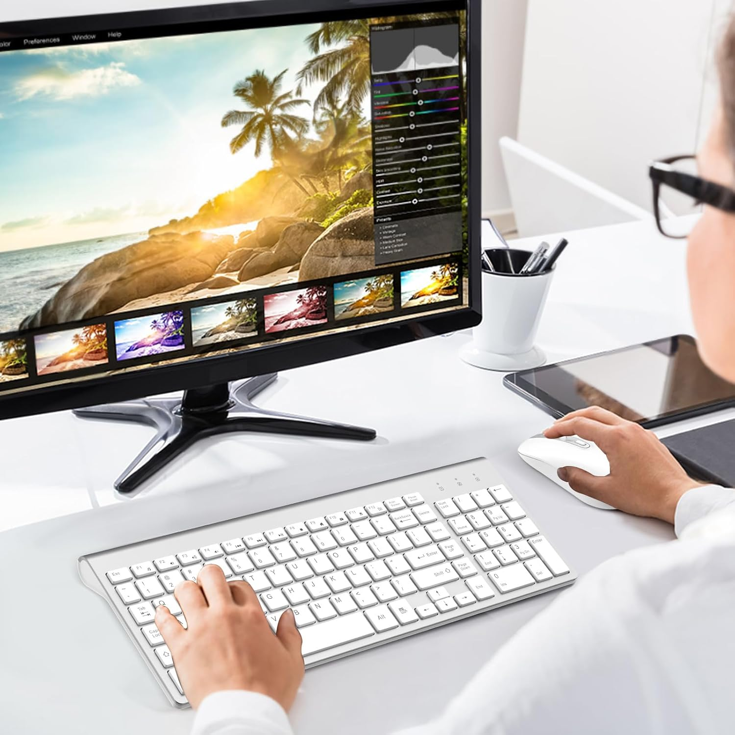 Wireless Keyboard Mouse Combo, Cimetech Compact Full Size Wireless Keyboard and Mouse Set 2.4G Ultra-Thin Sleek Design for Windows, Computer, Desktop, PC, Notebook image number 1