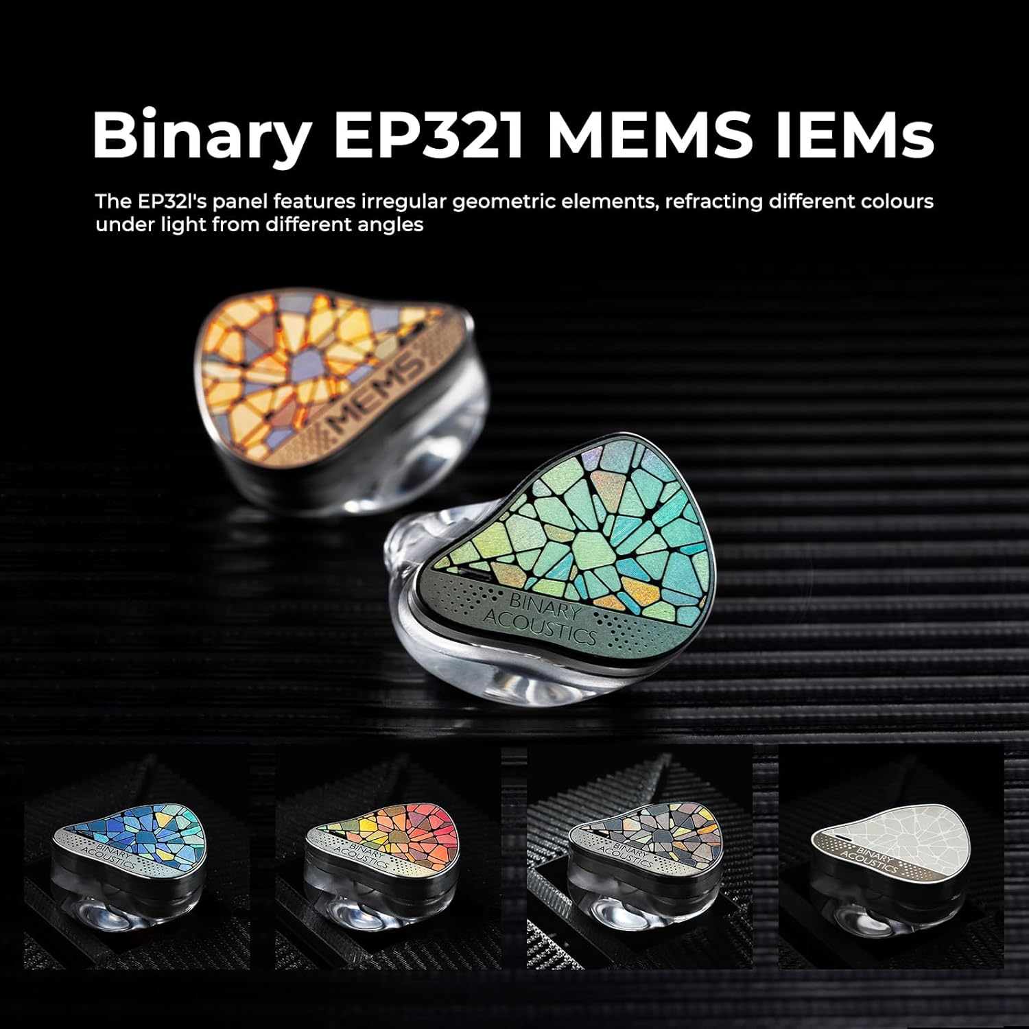 Hifigo Binary EP321 MEMS In-Ear Monitor, Direct-Drive MEMS Earphones, 3BA +2DD+1MEMS Hybrid IEM with Iridescent CNC Stainless Steel Faceplates for Musician Audiophile (3.5Mm) image number 1