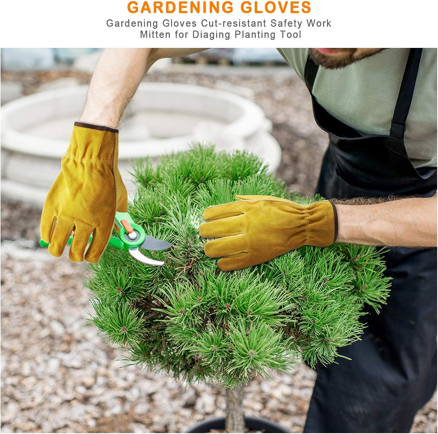 Garden Gloves Leather Gardening Gloves Thorn and Cutting Proof Work Garden Gloves image number 1