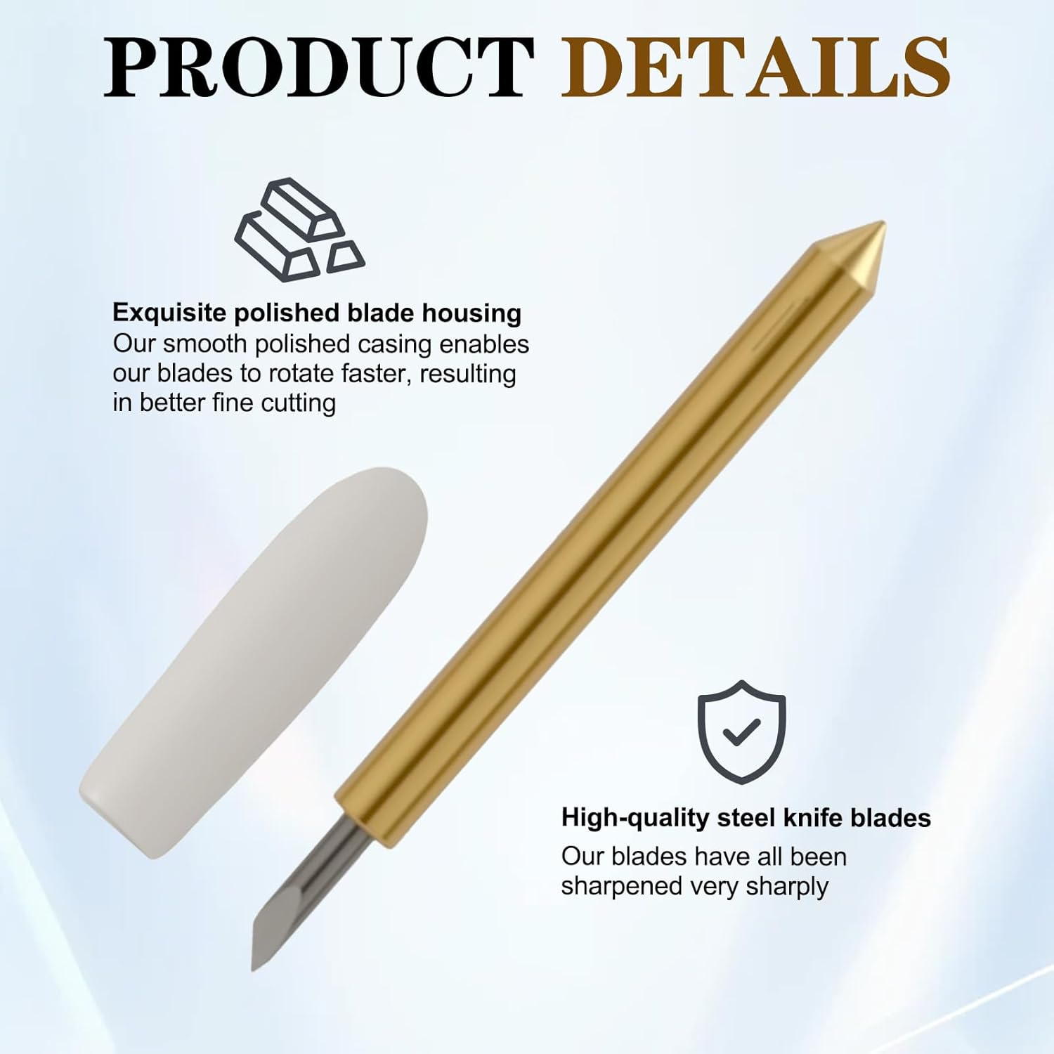 10PCS Premium Fine Point Blades Compatible with Maker 4/Maker 3/Maker/Explore 4/Explore Air 3, Industrial White Packaging Titanium Tip for Glitter Vinyl Cardstock HTV Vellum