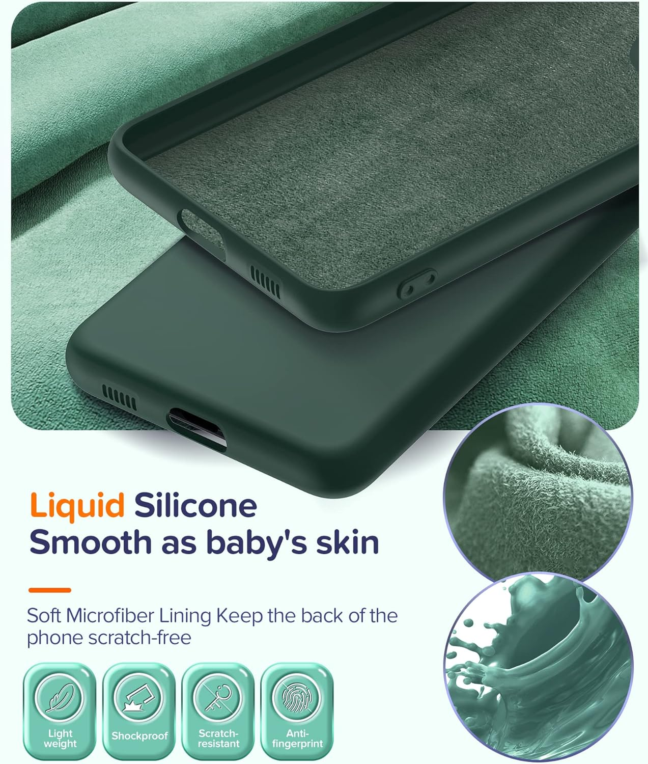 Leyi for Galaxy S21 FE 5G Case: with Tempered Glass Screen Protector [2 Pack], Magnetic Kickstand 360&deg; Rotatable Ring Holder, Protective for Samsung Galaxy S21 FE 5G Case, Green image number 4