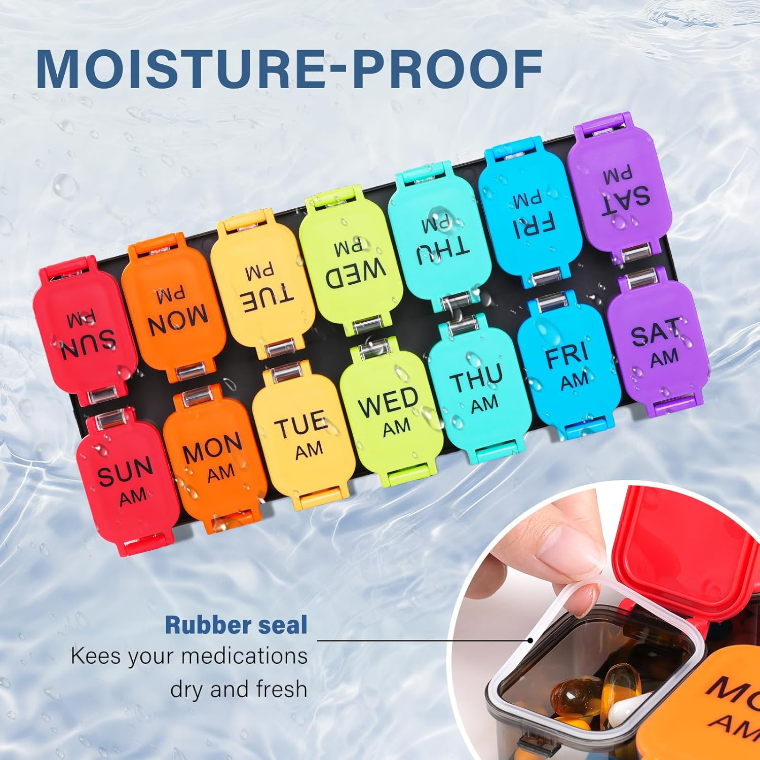 Extra Large Weekly Pill Organizer - 7 Day AM/PM Pill Box, Twice a Day XL Pill Container for Vitamins and Supplements, Airtight & Detachable Design, Ideal for Daily Medication Management image number 6