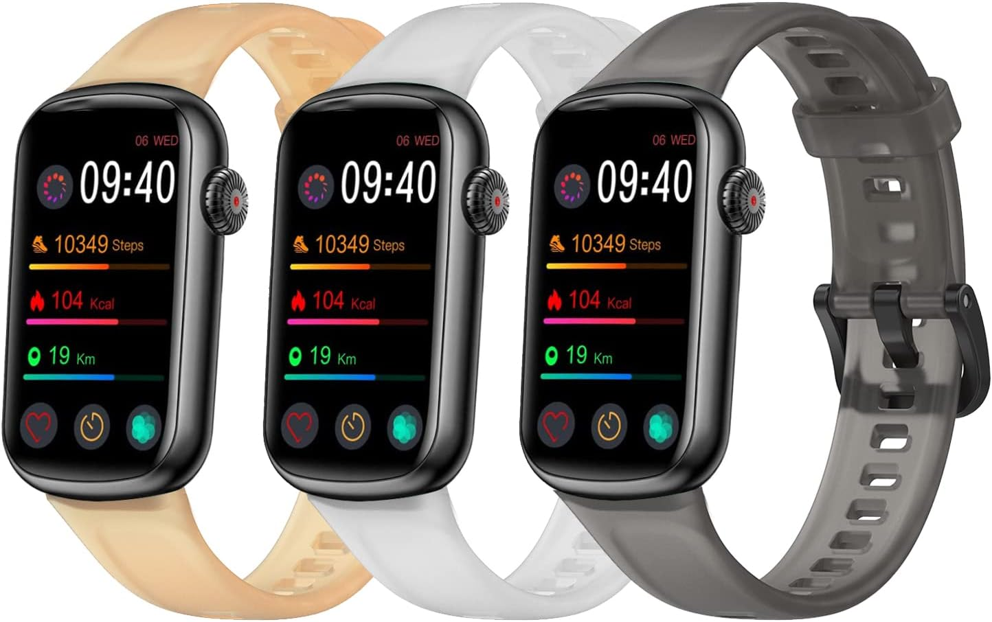 Watch Band Intended for Fitvii Slim Fitness Tracker Replacement Quick Release Wristband Sport Strap Intended for Fitvii HM08 Slim Fitness Tracker Bands Intended for Men Women (Black/Clear/Yellow) image number 2