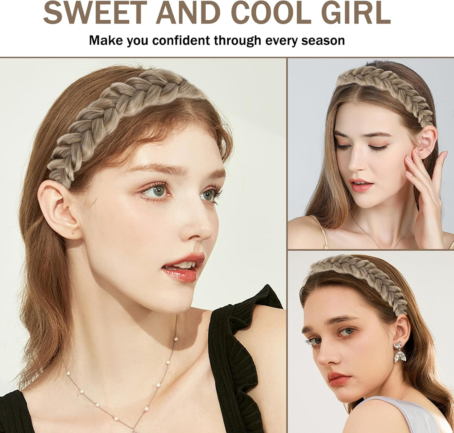 HTTDSLF Wide Messy Synthetic Hair Braided Hair Band, Synthetic Hair Braided Headband, Classic Elastic Hair Band for Women and Girls Wedding, for Wedding, Bavaria, Oktoberfest image number 6