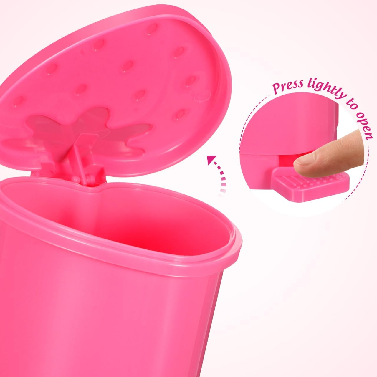 Toddmomy Pink Trash Car Cute Strawberry Desk Trash Can Mini Garbage Can with Lid Countertop Trash Cans for Desk Car Office Kitchen Cute Things image number 6