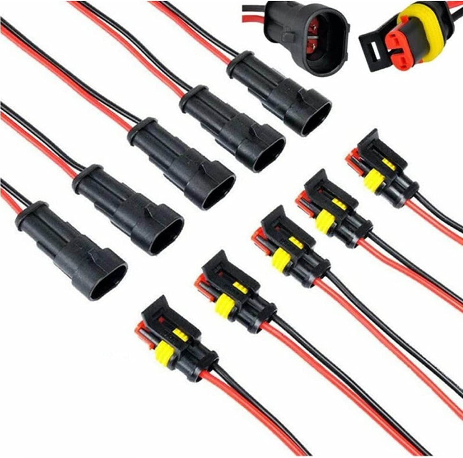 Lehom 10 Pack 2 Pin Way 20AWG Car Waterproof Electrical Connector Plug Socket Kit with 10Cm Wire AWG Marine 1.5Mm Series Terminal Connector image number 6