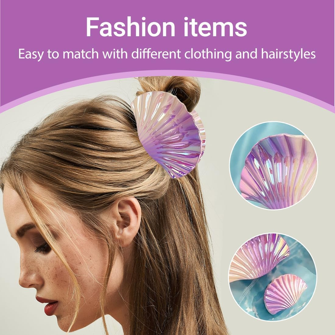 GXGM Gradient Color Hollow Out Shell Hair Clips for Women and Girls 3Pcs (A) image number 4
