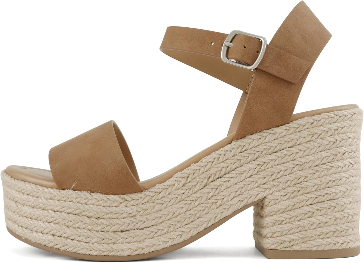 Soda Women'S Castle Jute Open Toe Ankle Strap Platform Wedge image number 4