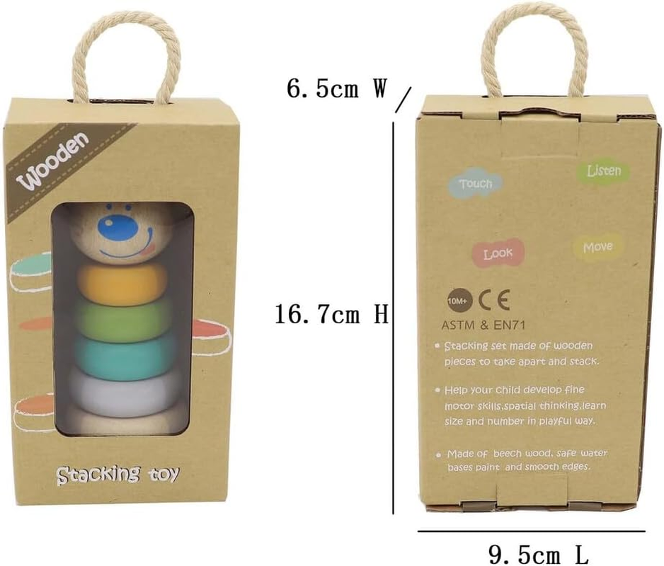 Kaper Kidz Wooden Animal Stacking Blocks - Rabbit - Fine Motor Skills Development image number 2