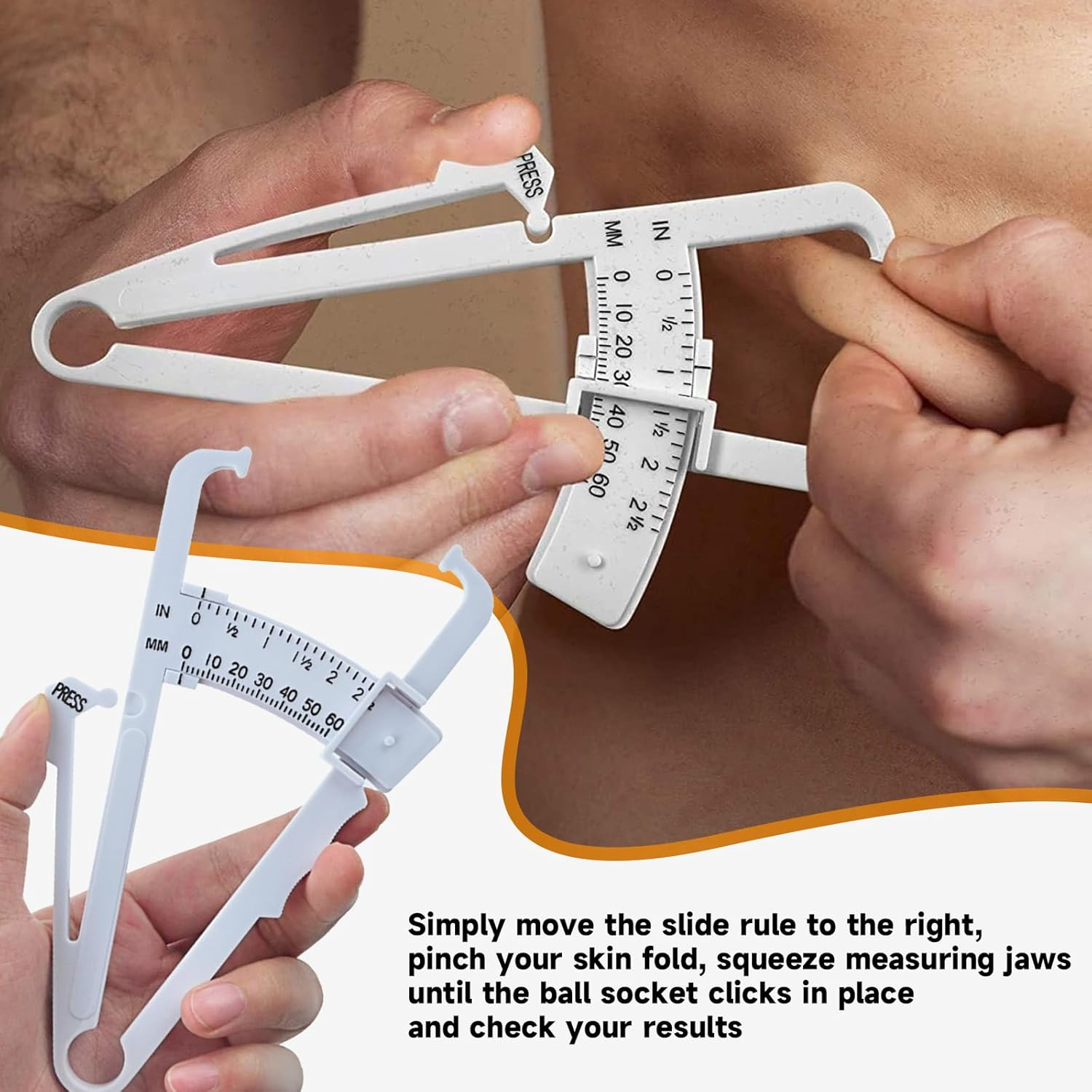 Body Fat Caliper & Measuring Tape for Body - Skinfold Calipers & Body Fat Tape Measure Tool for Accurate BMI Measurement, Fitness & Weight Loss Tracking (Upgraded Design 2-Pack Set) image number 2