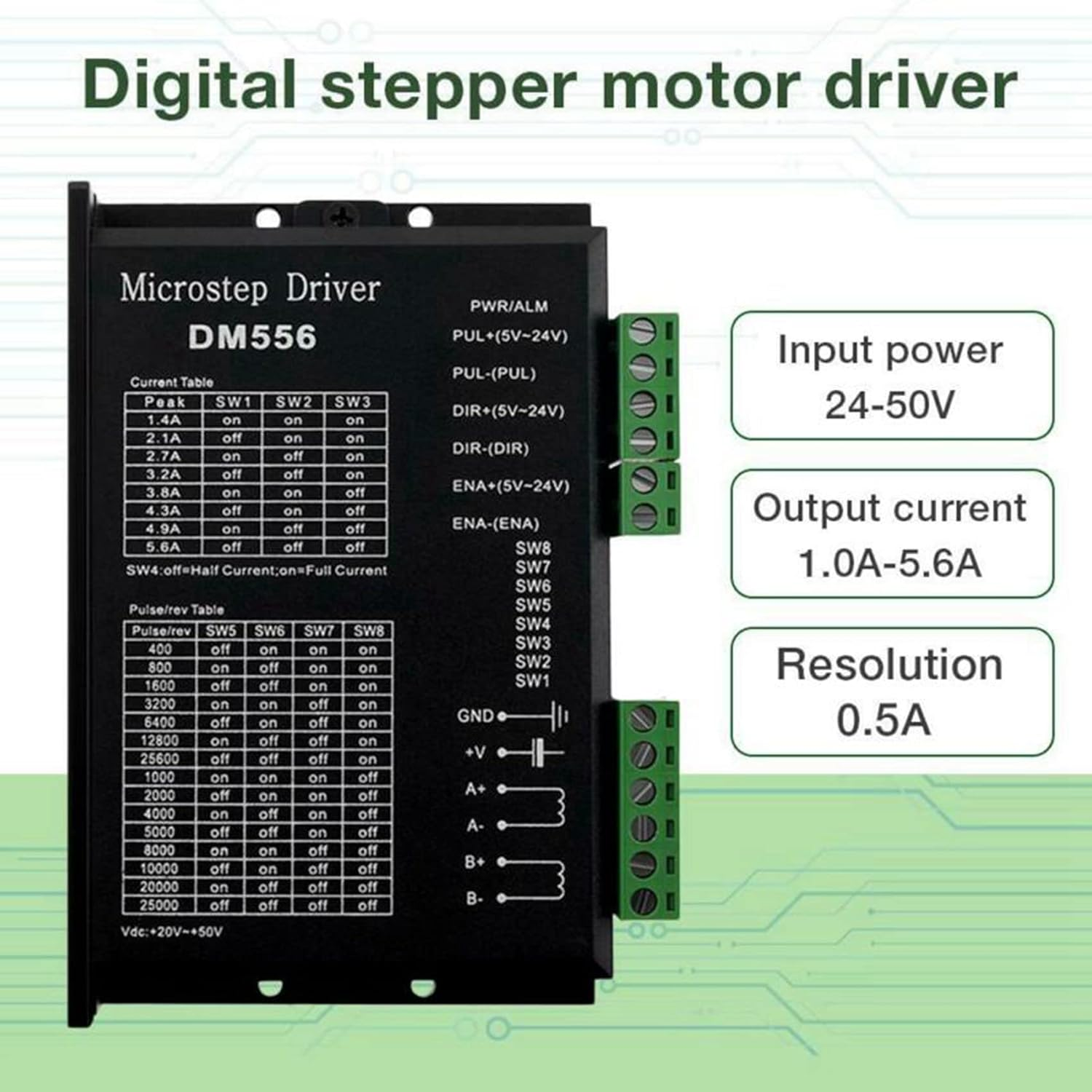 2X Digital Stepper Driver, Dm556 Motor Driver Is Suitable for Nema 23, Nema 24 and Nema34 Stepper Motors