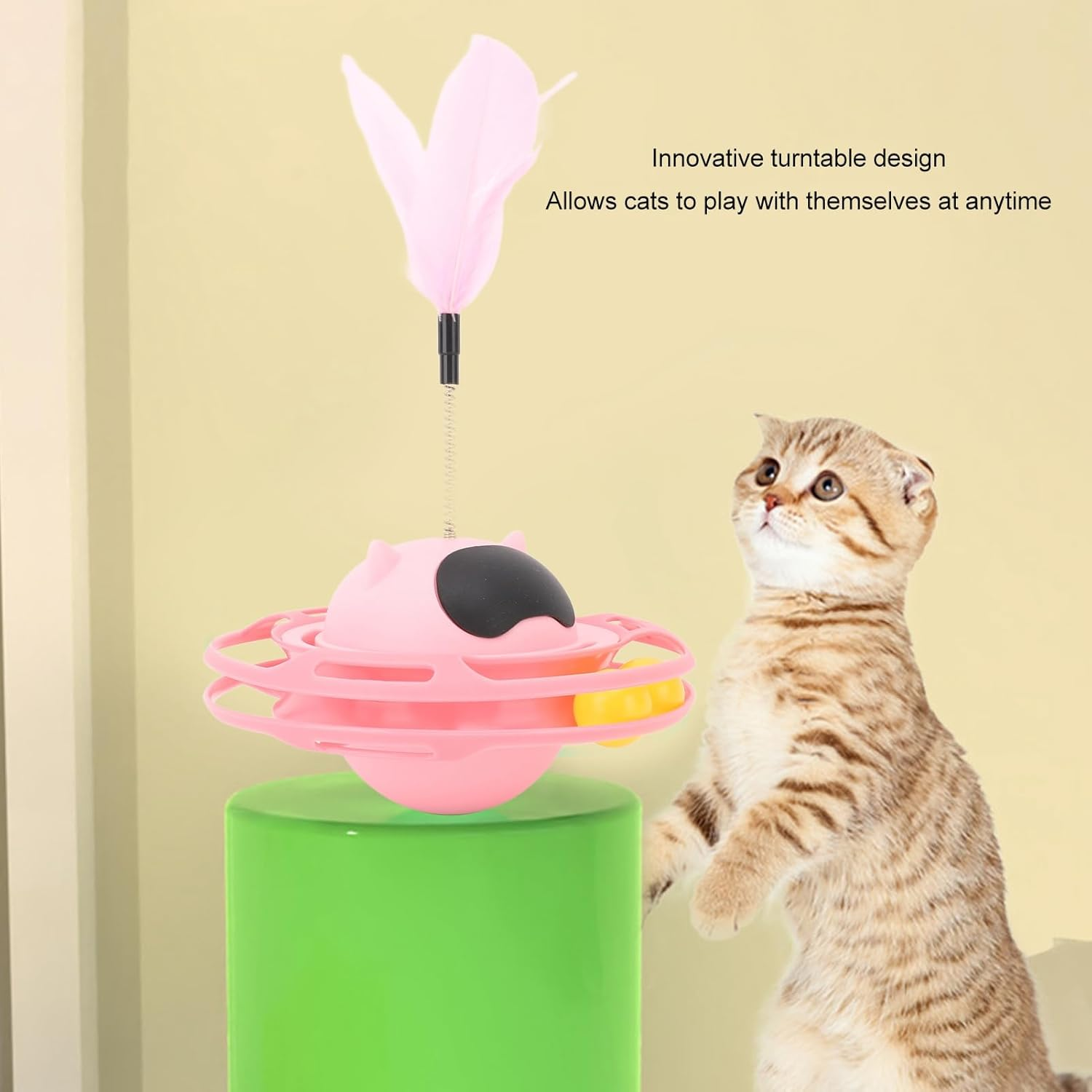 Indoor Cat Toy,Interactive Cat Toy with Wheel,Ball Track Toy with Cat Stick,Circle Turntable Cat Toy,Round Cat Toy with Feature /750 image number 5