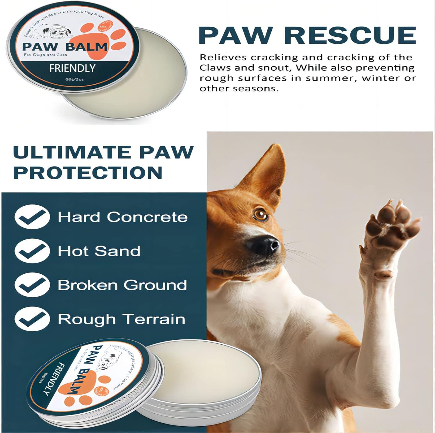 Purevie Natural Paw Balm for Dogs - 2Pcs, 100% Organic Paw Pad Balm for Pets, Repairs & Restores Dry, Cracked & Damaged Paws, 2 Oz Canine Paw Moisturizer for Cracked Paws image number 2