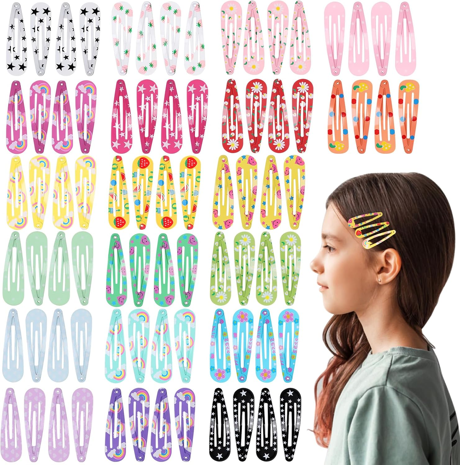 Bighan 80 Pcs Girls Hair Clips Metal Drop-Shaped Barrettes in 20 Colors (4 Clips Each) Adorable Hair Accessories for Girls, Multi