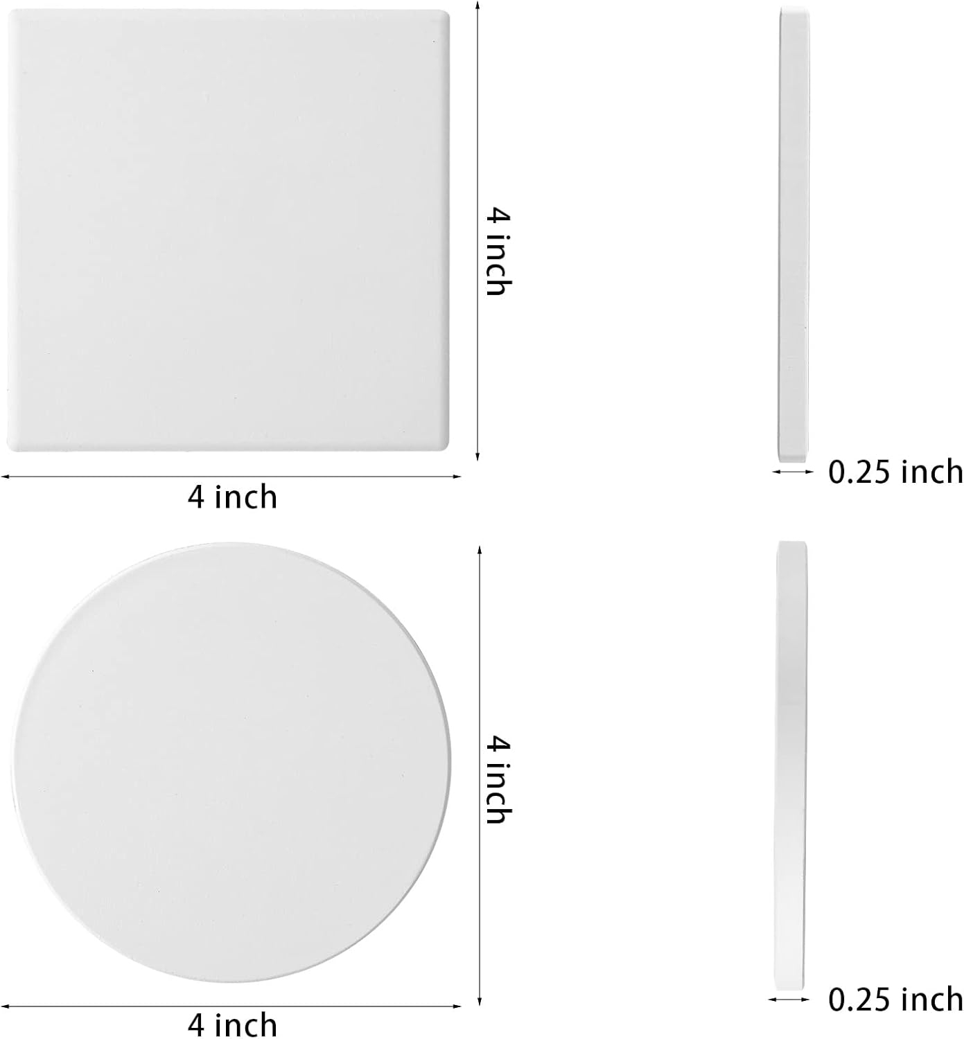 Ceramic Tile for Crafts Coasters, GOH DODD 12 Pack 4 Inch Blank Coasters Unglazed Ceramic White Tiles with 12 Pack Cork Backing Pads for Painting, Alcohol Ink, Acrylic Pouring, DIY, Mosaics, Square image number 5