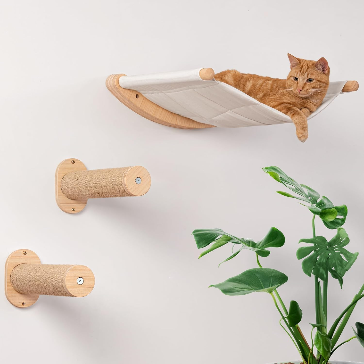 Wall-Mounted Cat Hammock with Steps &ndash; Cat Wall Shelves for Climbing, Sleeping, and Lounging &ndash; Modern Cat Furniture for Large Cats and Kittens image number 4