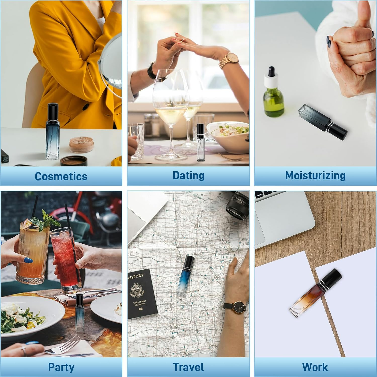 Qlyyea Perfume Atomiser for on the Go Pack of 3 20 Ml Perfume Refills, Perfume Atomiser Refillable for Walks, Travel and Going Out image number 1