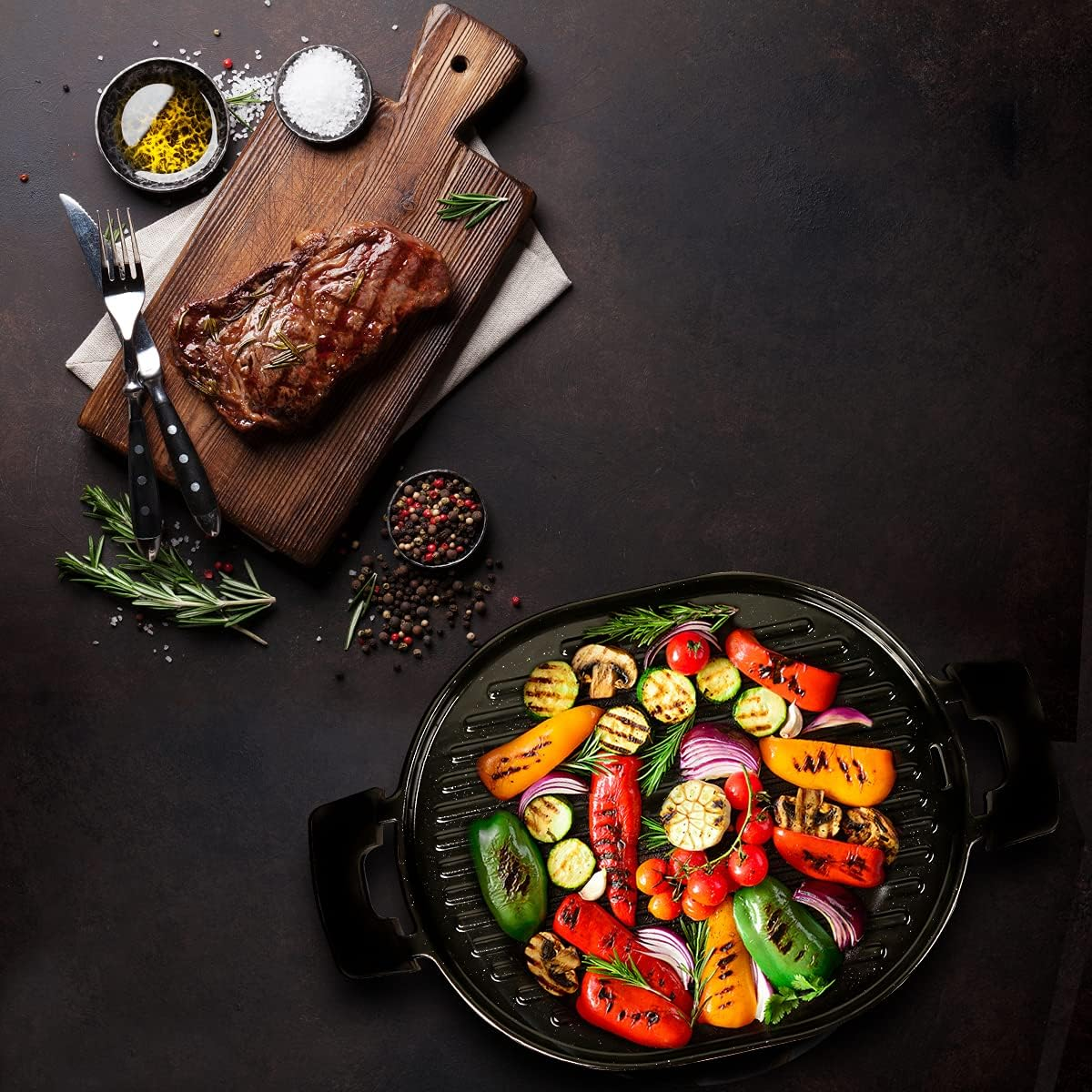 NUWAVE Cast Iron Grill with Enameled Non-Stick Coating, Designed for the Nuwave Precision Induction Cooktop image number 2