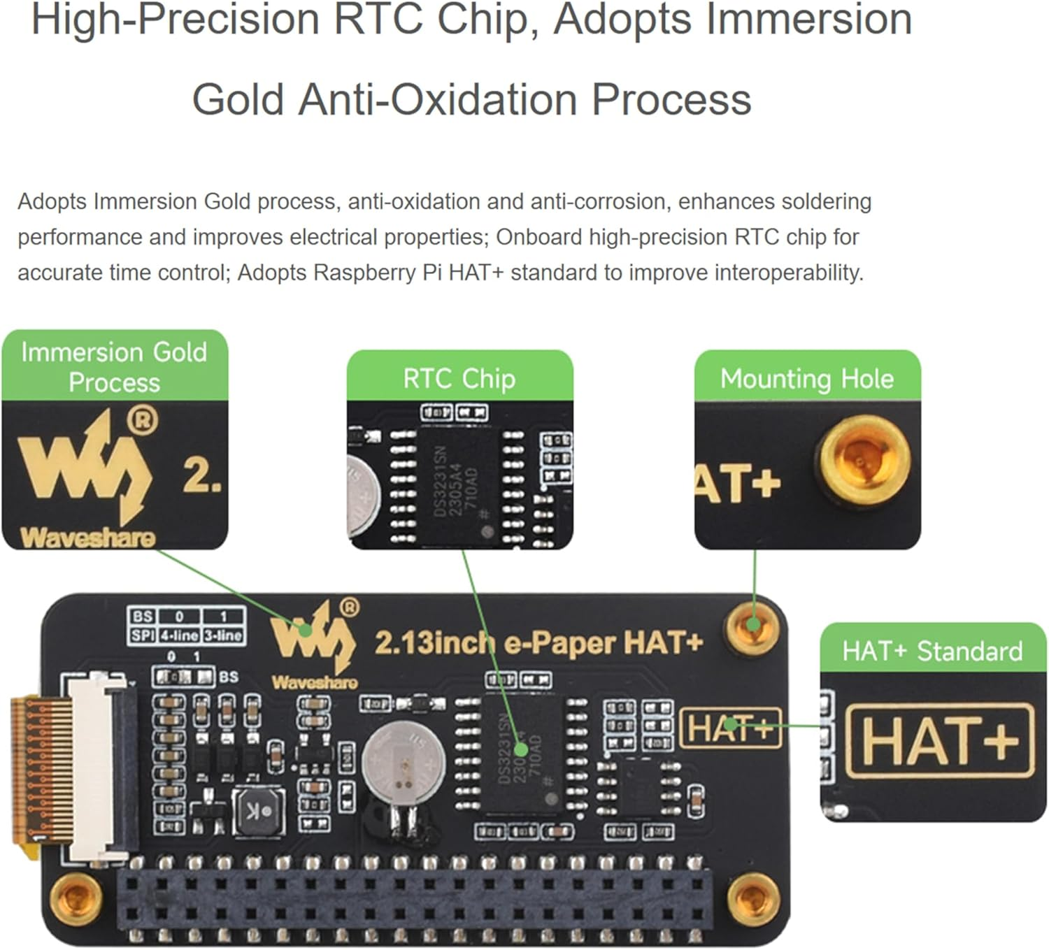 2.13Inch E-Paper HAT+ for Raspberry Pi 5/ 4B/3B+/3B/2B/A+/Zero W/Wh/Zero 2 W/Jetson Nano, E-Ink Display HAT+ Standard 250X122 Pixel SPI Interface with Pwnagotchi Tutorial Support Partial Refresh image number 6