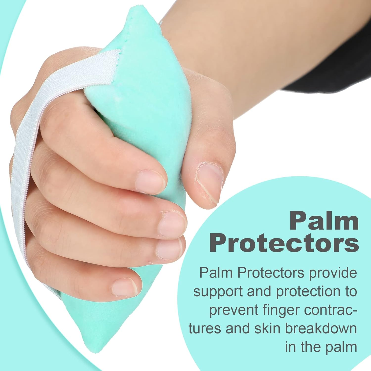 6 Pcs Palm Grip Soft Hand Contracture Cushion with Elastic Band Sweat Resistant Washable Hand Protector Physical Therapy Hand Exercisers for Right Left Finger image number 2