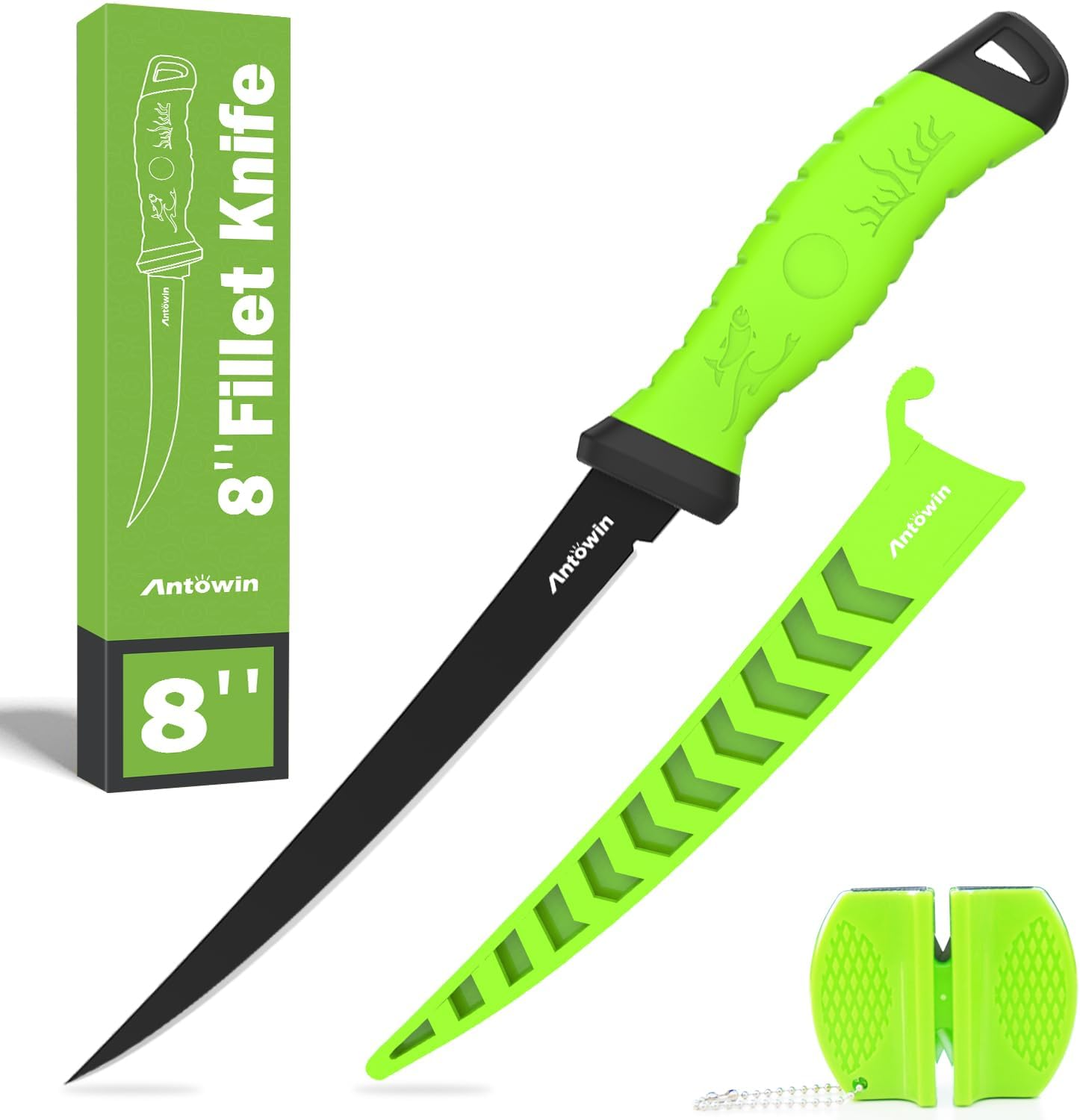 ANTOWIN Fishing Fillet Knife,7 Inch Professional Level Knives,Sharp Stainless-Steel Non-Stick Coating Blade, Non-Slip Handles, Perfect for Freshwater and Saltwater Fish (8 Inch) image number 4