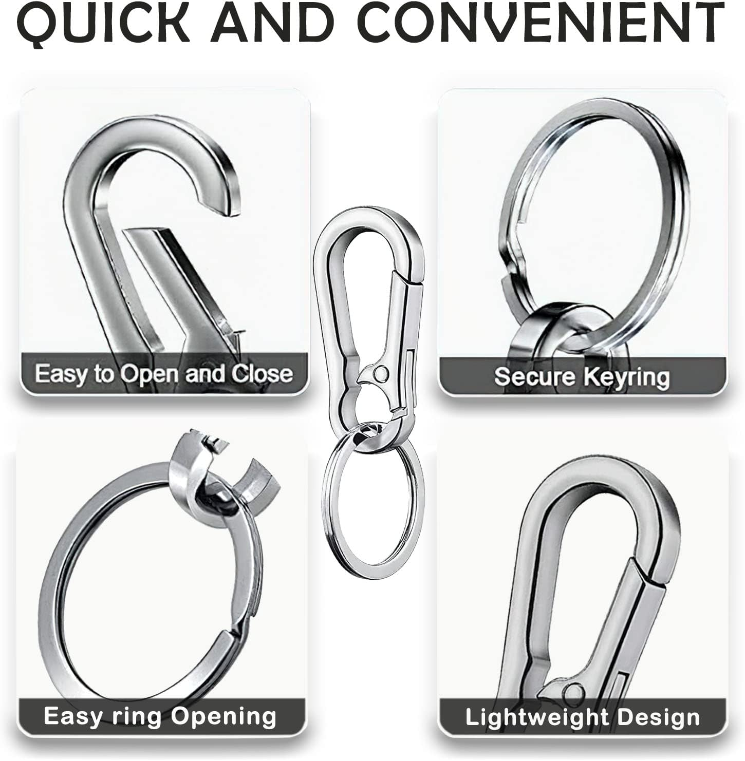 12 PCS Keychain Clip, Ring, and Carabiner Set - Metal Holder Organizer for Car Keys - for Men and Women