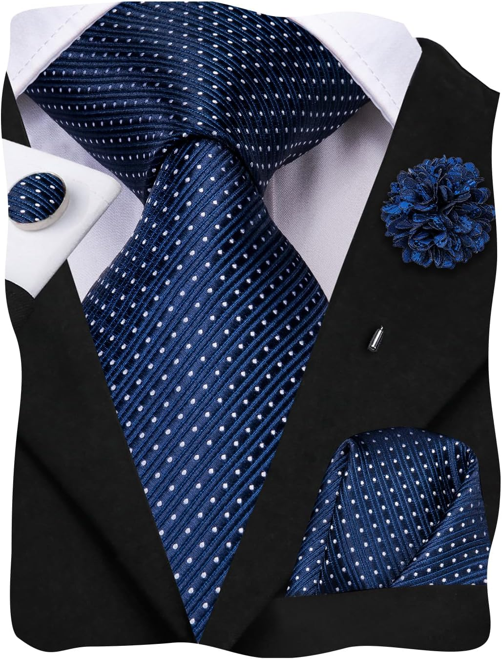 Hi-Tie Ties for Men Pocket Square Lapel Pins Cufflinks Formal Woven Silk Necktie Sets Wedding Party