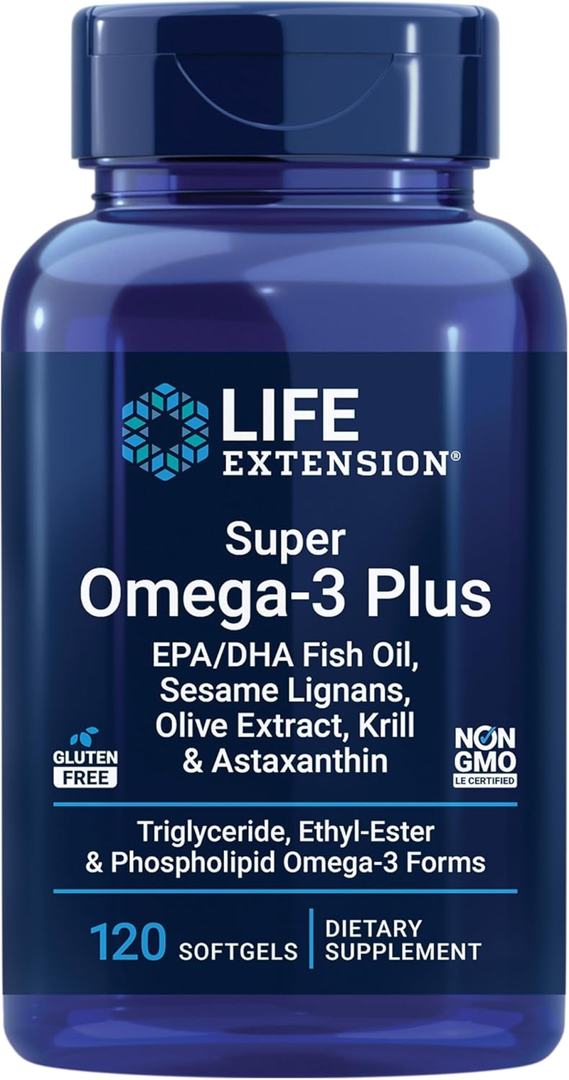 Life Extension Super Omega-3 plus EPA/DHA with Sesame Lignans, Olive Extract, Krill and Astaxanthin, 120 Count image number 1