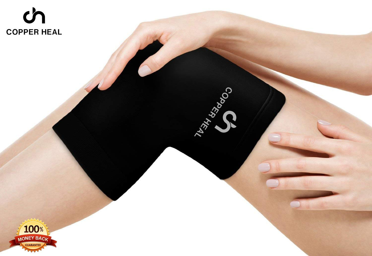 COPPER HEAL Knee Compression Sleeve - Knee Brace GUARANTEED with Highest Copper Infused Content to Support Stiff Sore Muscles and Joints, Meniscus Tear & Patella Stabilizer Strap image number 2