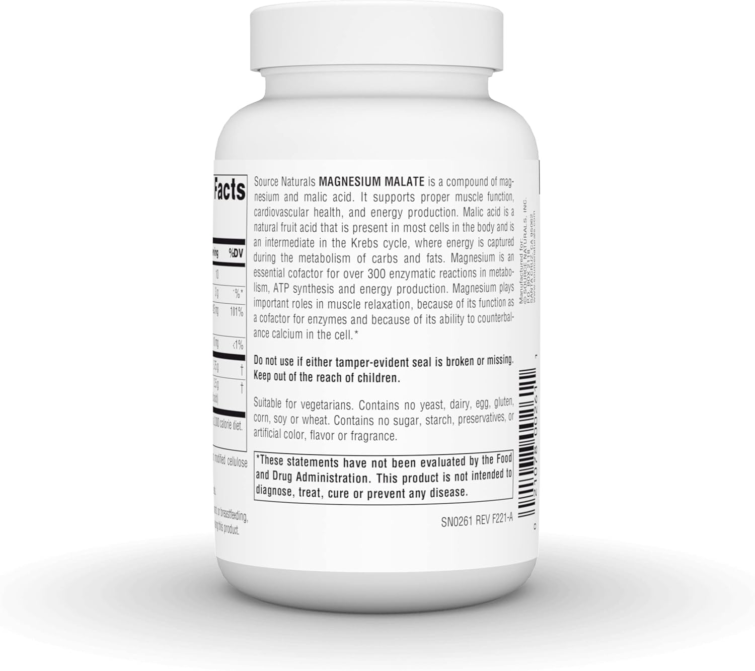 Source Naturals Magnesium Malate 1250Mg 90 Tablets image number 3