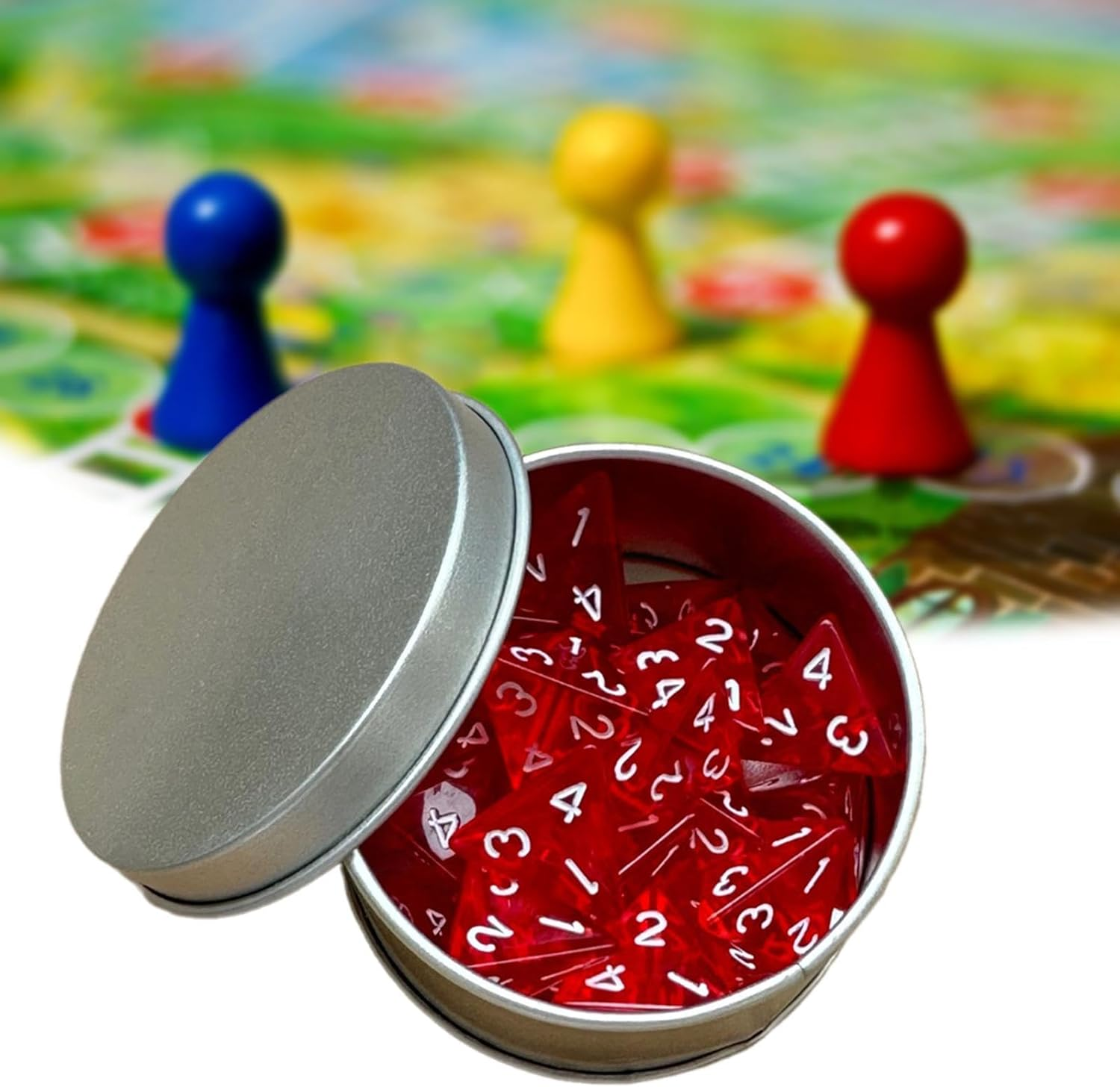 25 Count Pack of 4 Sided Dice Role Playing Game Dices Acrylic Polyhedral Dice Set D4 16Mm, Red - Red image number 4