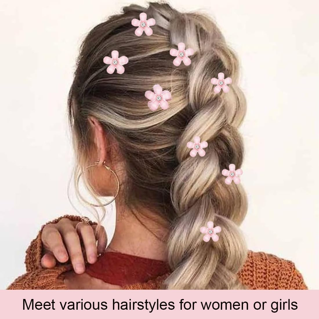 20 Pcs Mini Flower Hair Pins Rhinestone Cute Hair Pins Flower Hairpins Small Exquisite Hair Accessories Women Hairpins Flower Mini Hairpin Flowers (White+Pink) image number 5