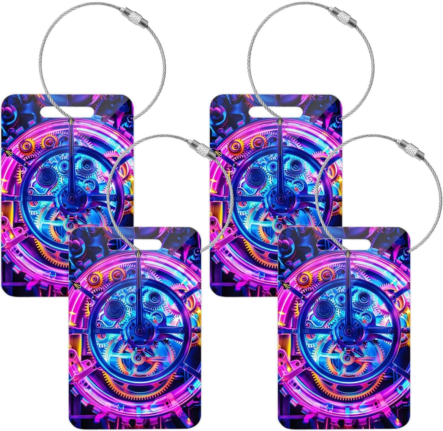 Cool Colored Gears Acrylic Luggage Travel Tag Airline Luggage Tags Travel Baggage Tag Set of 4 Luggagetags image number 4