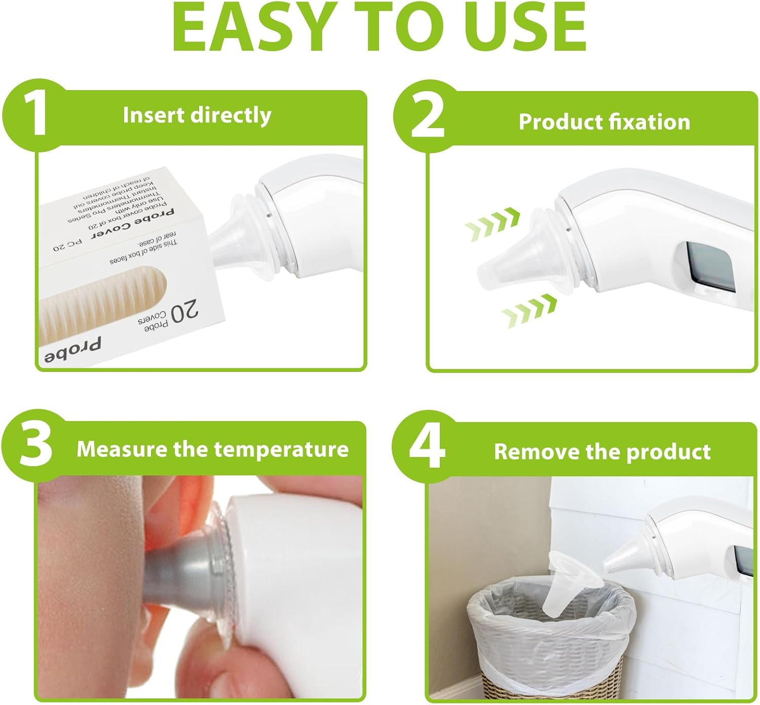 200 Pack Ear Thermometer Probe Covers Compatible with Braun Thermoscan, Replacement Lens Filters & Refill Caps for All Braun Thermometer Models, Hygienic Disposable Protective Covers BPA & Latex Free image number 1