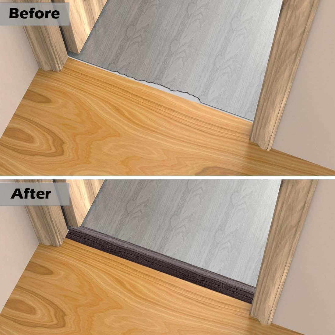 10 Ft Floor Transition Strip,Peel and Stick Floor Divider Strip,Self Adhesive Vinyl Floor Transition Strip,Floor Flat Divider Strip for Joining Floor Gaps,Threshold Cover (Black Walnut) - Dark Gray image number 7