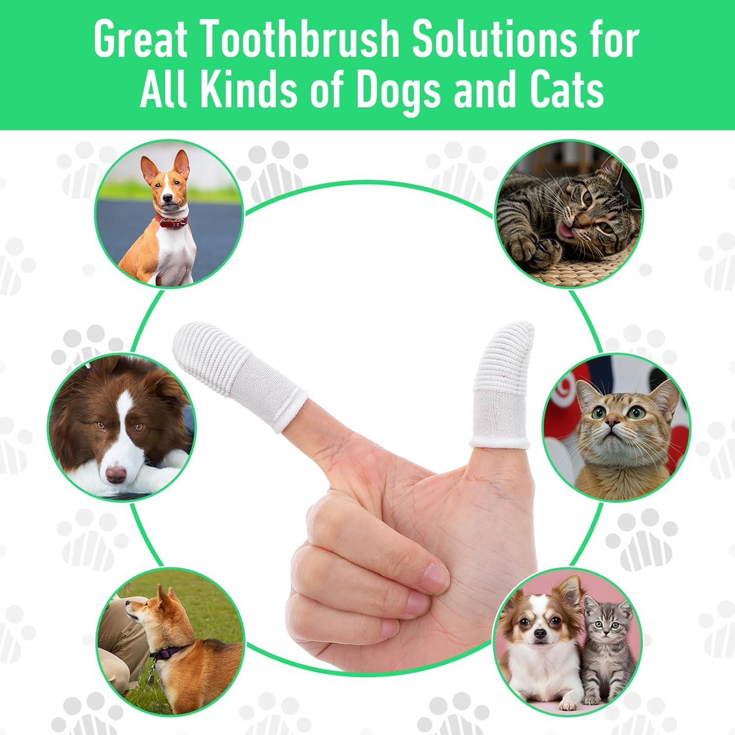 YUIANLB 20 Pcs Pet Dental Care Kit Finger Toothbrush Oral Cleaning Wipes Soft Washable Fabric Freshens Breath Reduces Plaque Tartar Complete Oral Hygiene Set for Puppies Kittens at Home image number 3