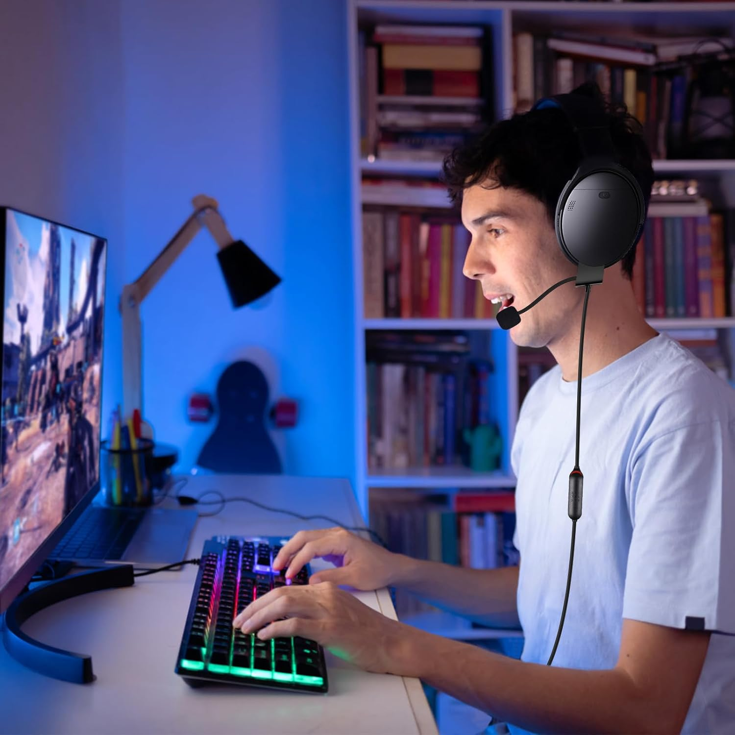 Replacement for QC35II Detachable Boom Microphone Cable with Mute Switch Compatible with Bose Quietcomfort 35 & Quietcomfort 35 II Headphones for PS4 PS5 Xbox One Controller image number 3