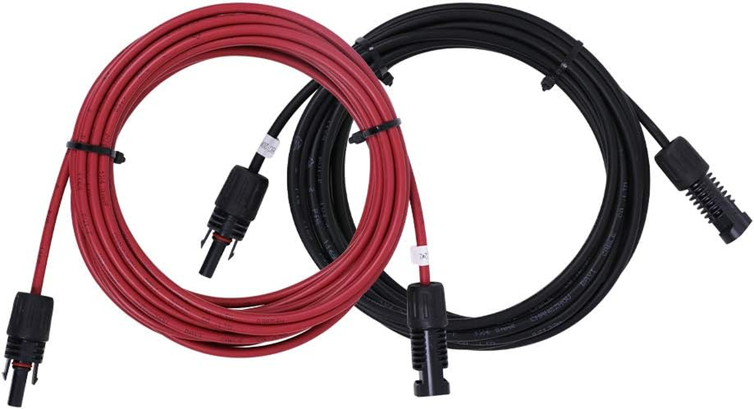 Renogy 20FT 12AWG Solar Panel Female and Male Connectors, Extension Cables-Pair, 1 Pair 20' 12 Gauge Red and Black image number 5