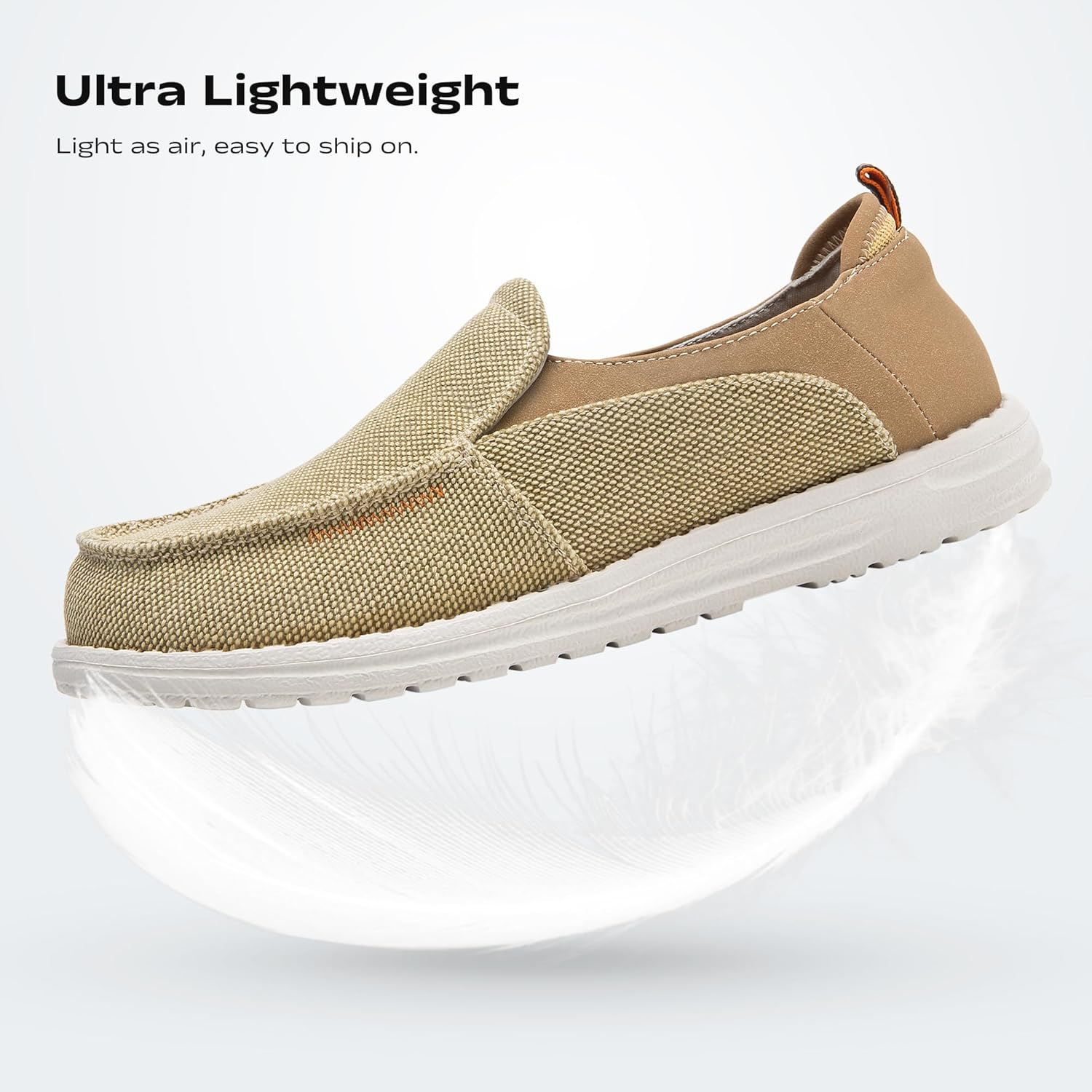 CLOWSE Men'S Casual Slip-On Loafers Deck Shoes Hands Free Canvas Wide Shoes Comfortable Stretch Walking Shoes image number 5