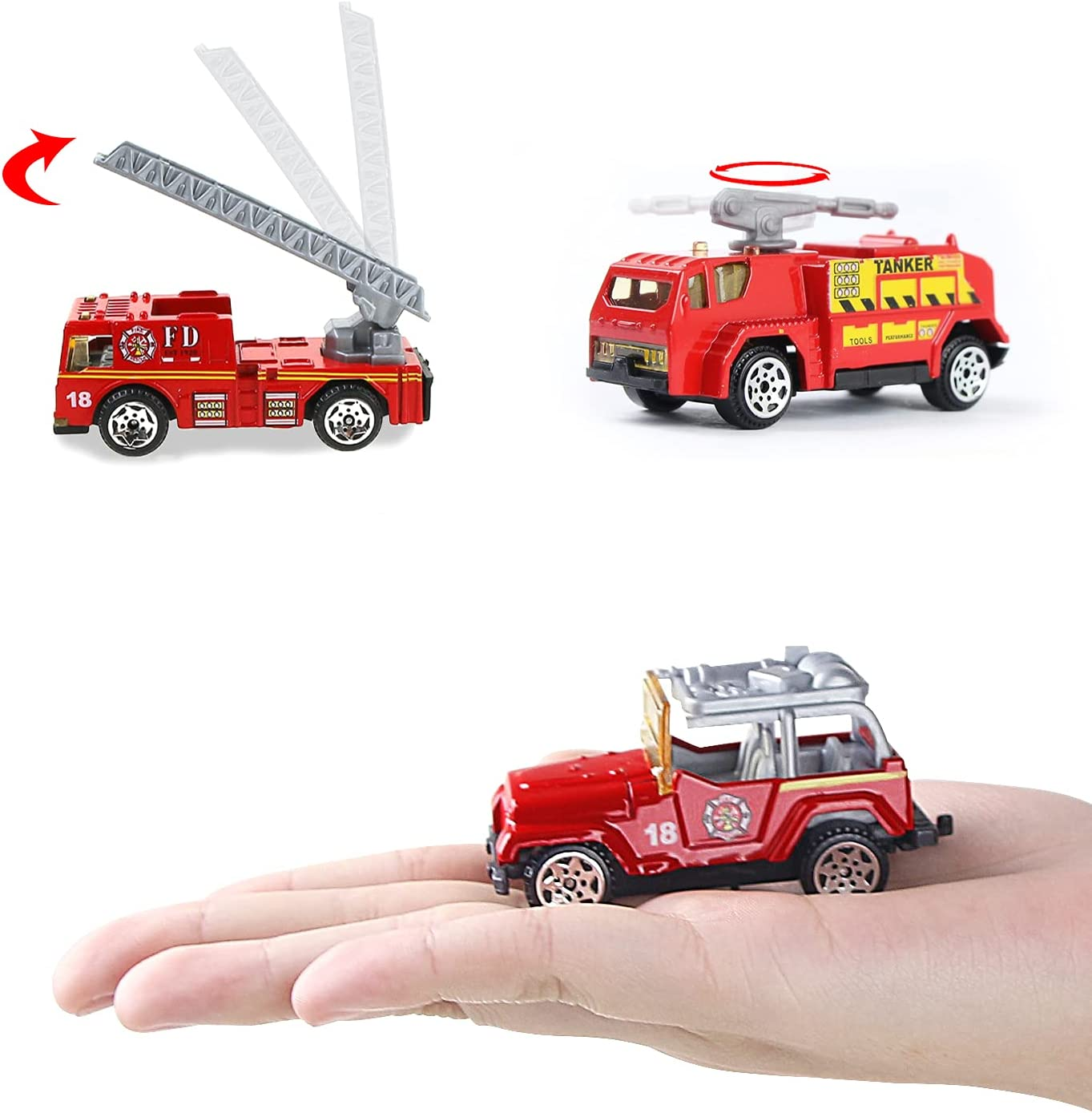Hapavis Airplane Toys with Light and Sound Fire Trucks Set Transport Cargo Airplane Car Toy Play Set with Vehicle Car Toy image number 5