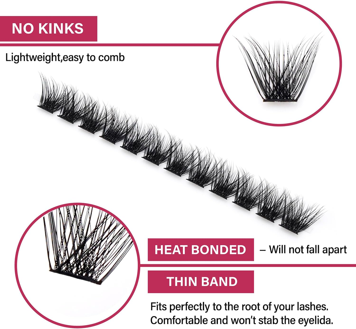 Individual Lashes M1 Dramatic Eyelash Extension 9-16Mm C Curl Soft Faux Mink Lashes Clusters C/D Curl Individual Lashes Extensions DIY Clusters Lashes -Happy Heartbeat(M1-0.07, C-9-16-MIX) image number 5