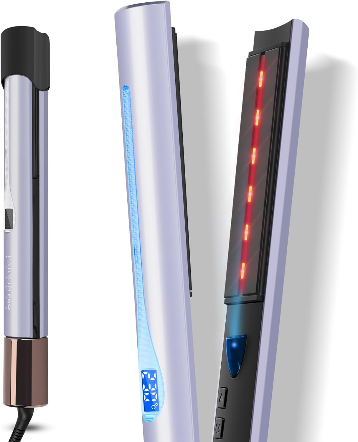 Infrared Ion Hair Straightener and Styler, PARWIN PRO BEAUTY 2 in 1 Curls and Straightens, Anti-Frizz and Shine Effect, Dual Voltage, 14 Adjust Temp 100-230℃ Pink