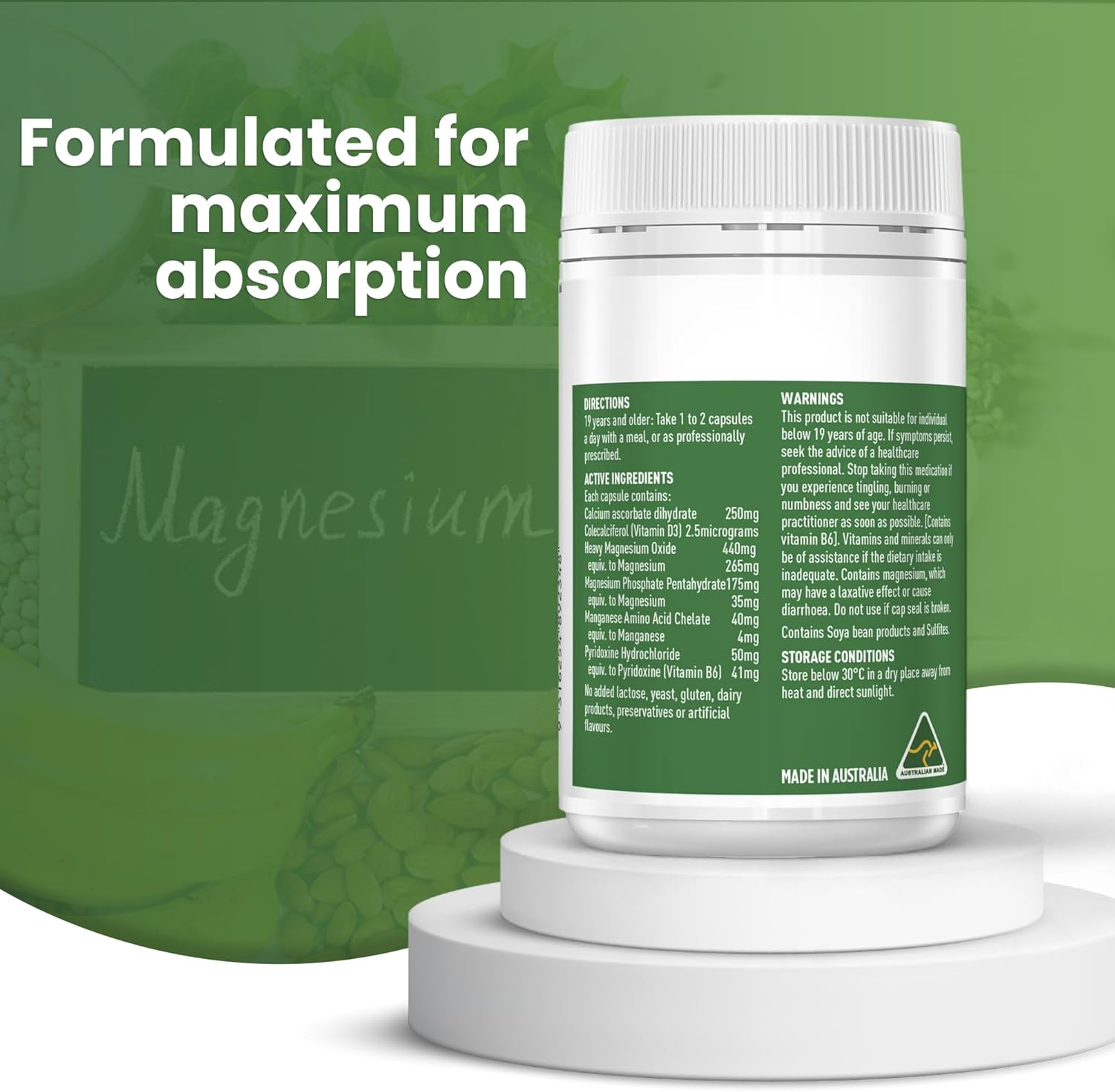 Healthy Care Super Bio Magnesium Capsules - Comprehensive Muscle and Neuromuscular Support - Premium Quality Dietary Supplement - 100 Capsules image number 1