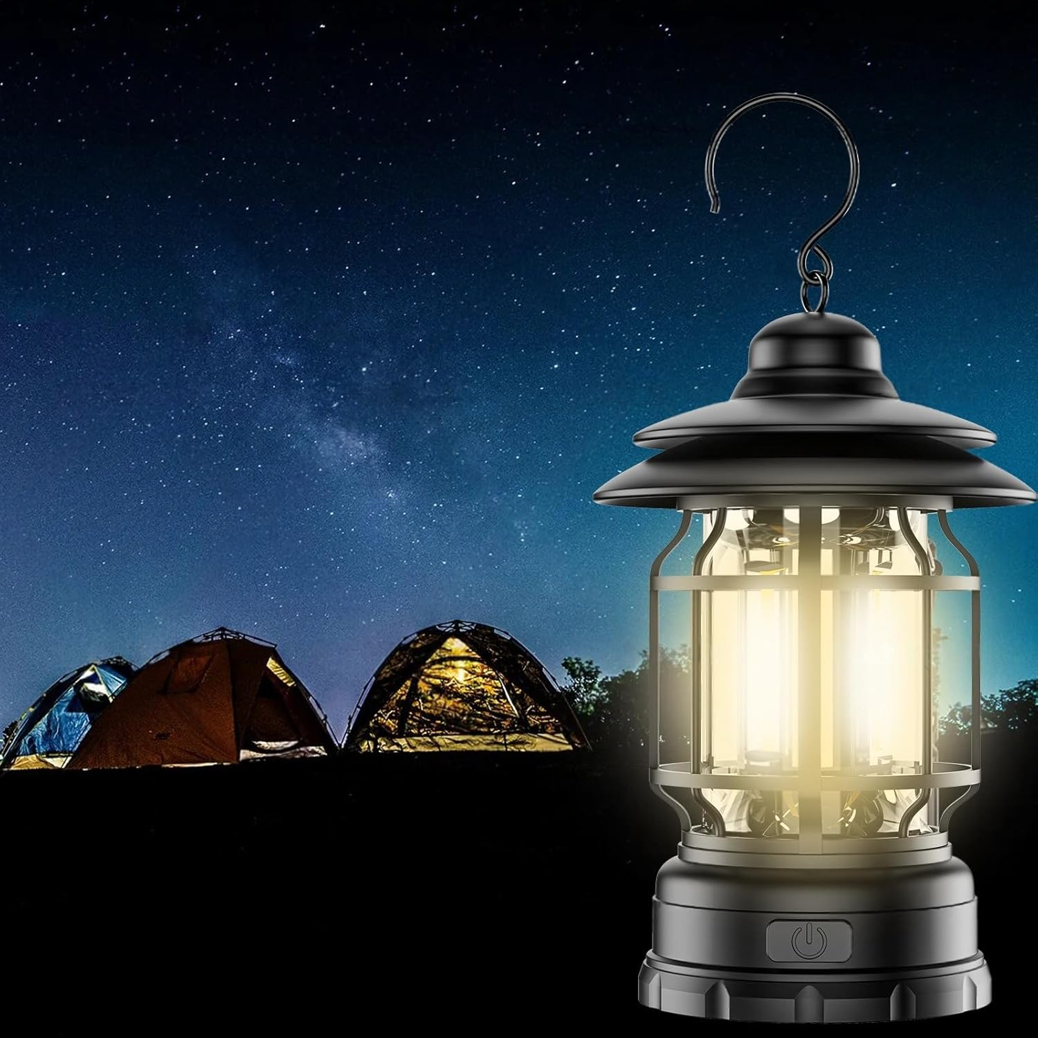 Jaelbael LED Camping Lantern - Retro Design for Camping, Hiking, Emergencies | Battery-Powered Warm Light Compact & Lightweight (Battery Not Included) image number 3